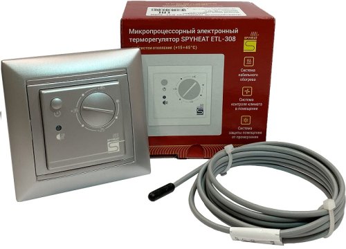 Терморегулятор механический SpyHeat ETL-308SCH 3.6кВт 16А алюминий картинка
